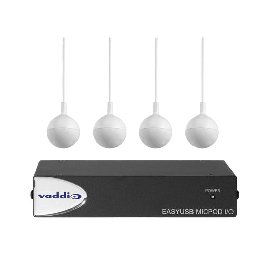 Vaddio EasyUSB I/O with Four CeilingMIC Conferencing Microphones - White