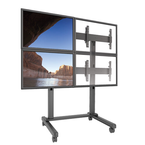 Chief Fusion Large 2x2 Freestanding Video Wall Mobile TV Cart for Displays 42-50" - Black