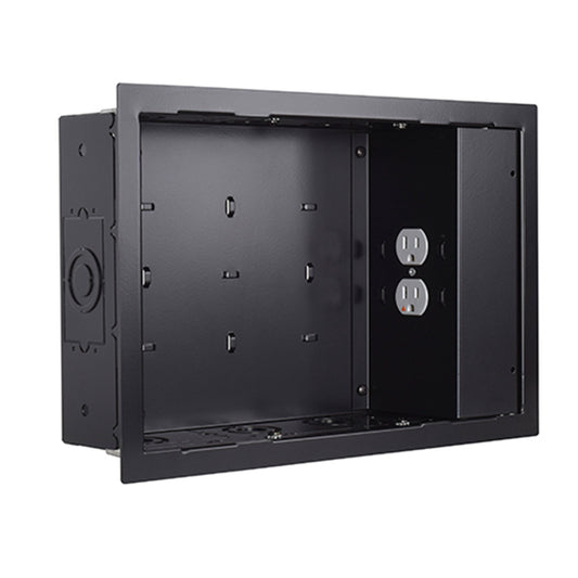 Chief Proximity In-Wall Storage Box with 2 Receptable Filter & Surge - For Flat Panel Displays - Black