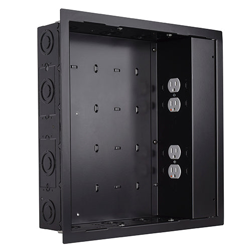 Chief Proximity In-Wall Storage Box with 4 Receptacle Filter and Surge Protection for Flat Panel Displays - Black