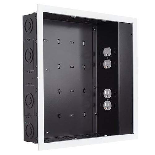 Chief Proximity In-Wall Storage Box with 4 Power Receptacle & Surge - Black