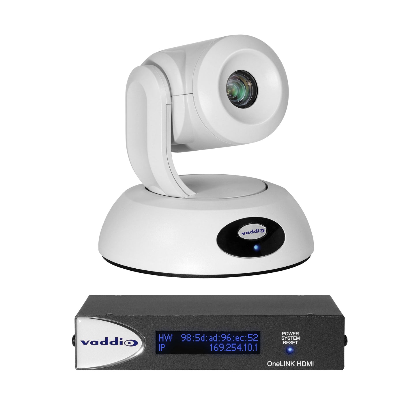 Vaddio RoboSHOT 12E HDBT OneLINK HDMI Video Conferencing System - Includes PTZ Camera and HDMI Interface - White