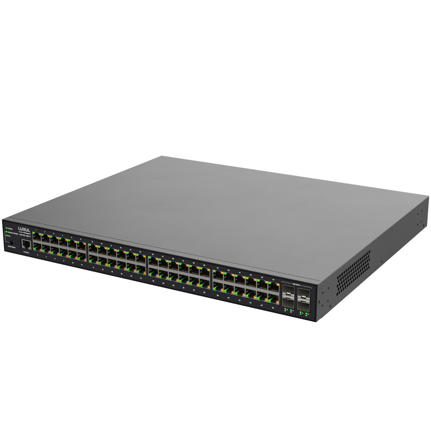 Luxul 48-Port PoE+ Front-Facing 1Gb L2/L3 Rackmount Switch